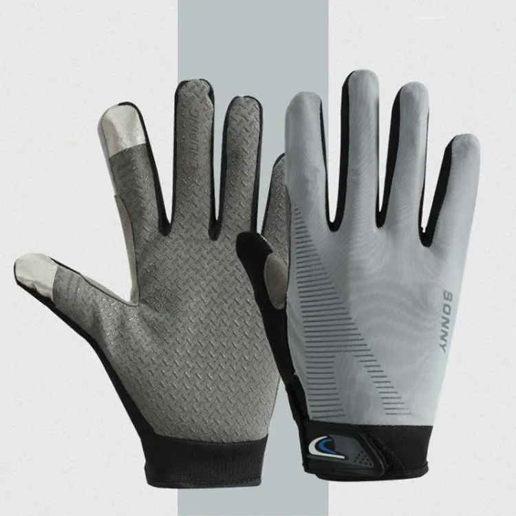 1 Pair QX0002 Sports Sunscreen Touch Screen Non-slip Wear Resistant Shock Absorbing Cycling Gloves, Size: L(Gray)