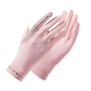 1 Pair XC-14 Riding Driving Sunscreen Anti-UV Fingerless Ice Silk Gloves, Style: Honeycomb (Pink)