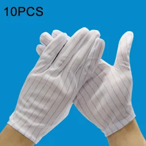 10 Pairs Anti-static Stripe Plastic Gloves, Size：Free Size