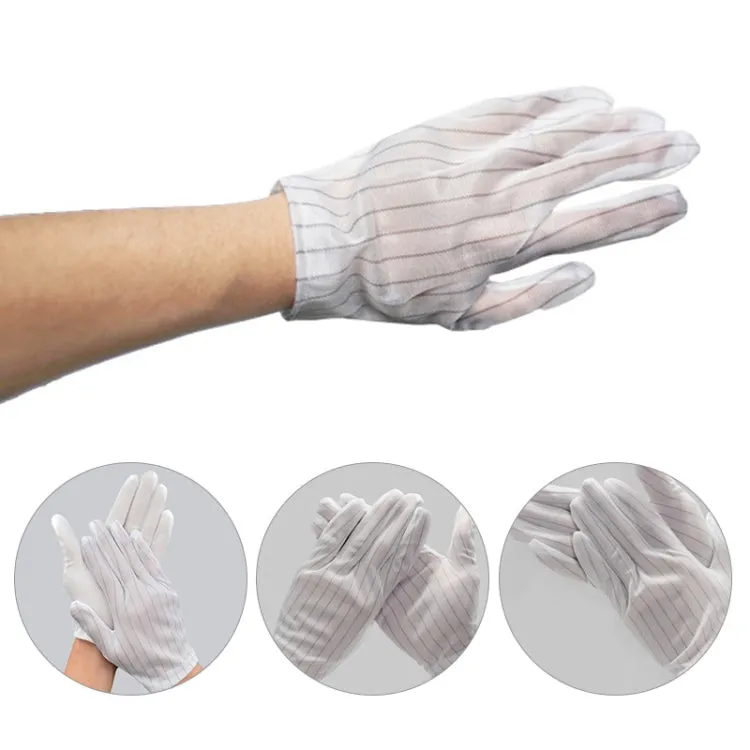 10 Pairs Anti-static Stripe Plastic Gloves, Size：Free Size