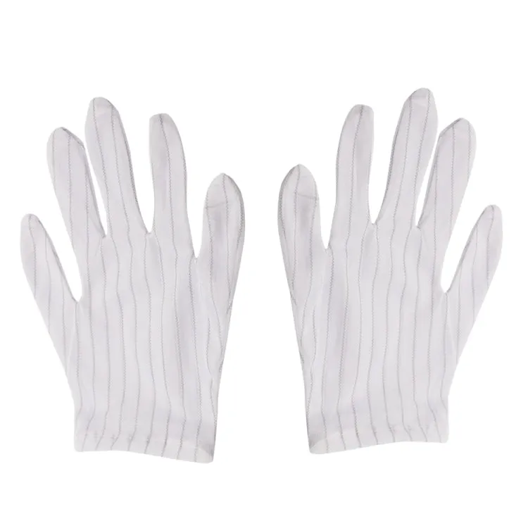 10 Pairs Anti-static Stripe Plastic Gloves, Size：Free Size