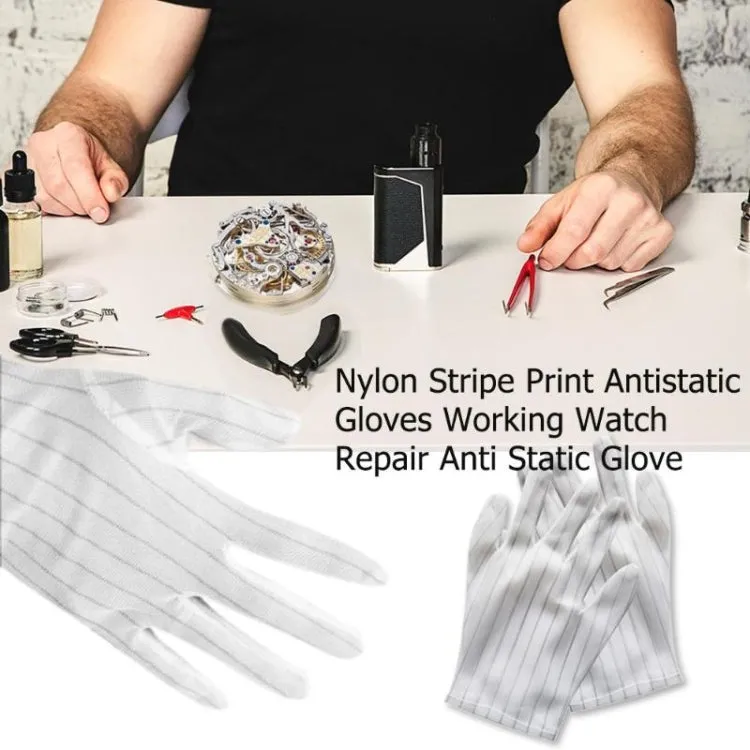 10 Pairs Anti-static Stripe Plastic Gloves, Size：Free Size