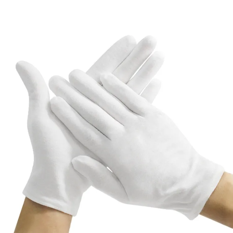 12 Pairs Pure Cotton Working Gloves, Medium Thick Size：Free Size