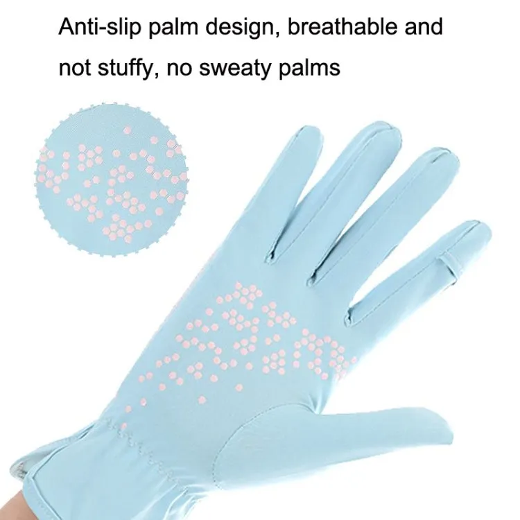 1pair Driving Sunscreen Anti-ultraviolet Thin Summer Ice Silk Dew Finger Non-slip Riding Gloves Free Size(Cosmetic)