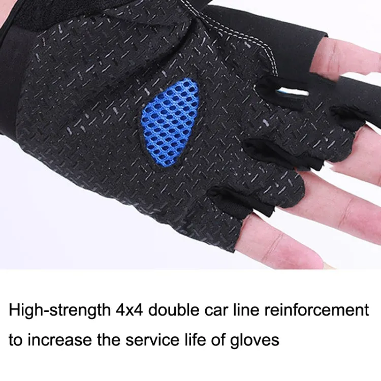 1pair Outdoor Sports Light and Breathable Summer Non-slip Fitness Half-finger Gloves(Black)