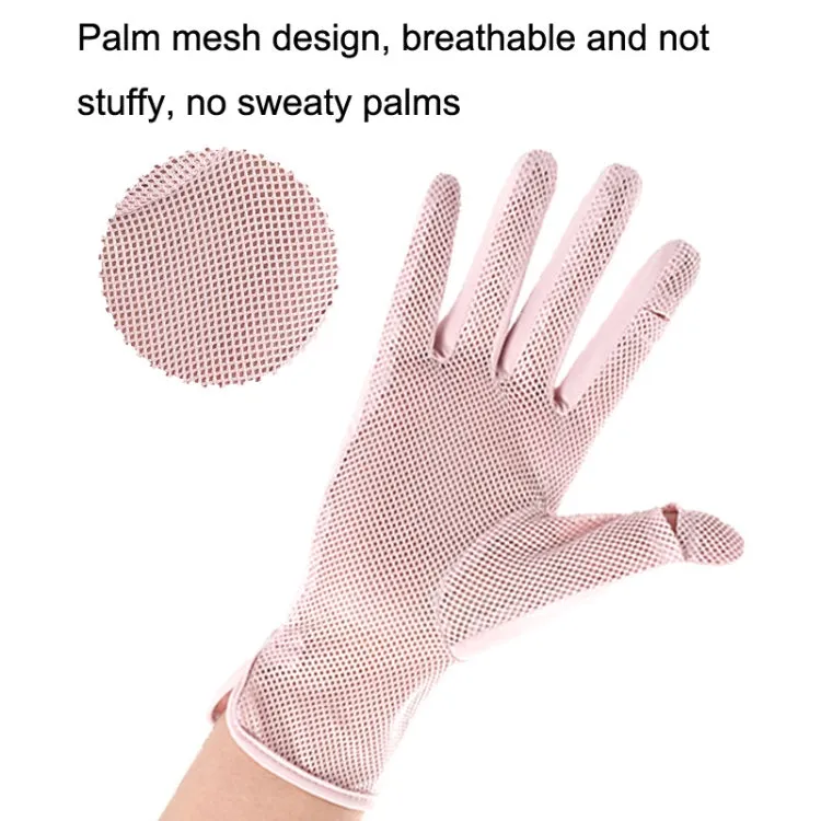 1pair Summer Sunscreen Breathable Thin Anti-ultraviolet Finger Fishing Ice Silk Gloves Free Size(Cloud Black)