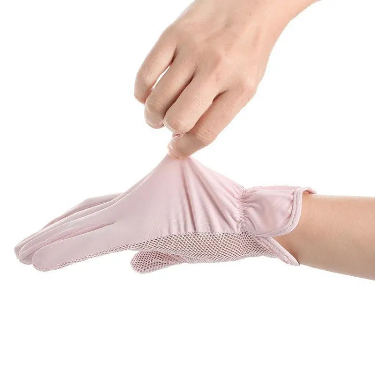 1pair Summer Sunscreen Breathable Thin Anti-ultraviolet Finger Fishing Ice Silk Gloves Free Size(Cloud Black)