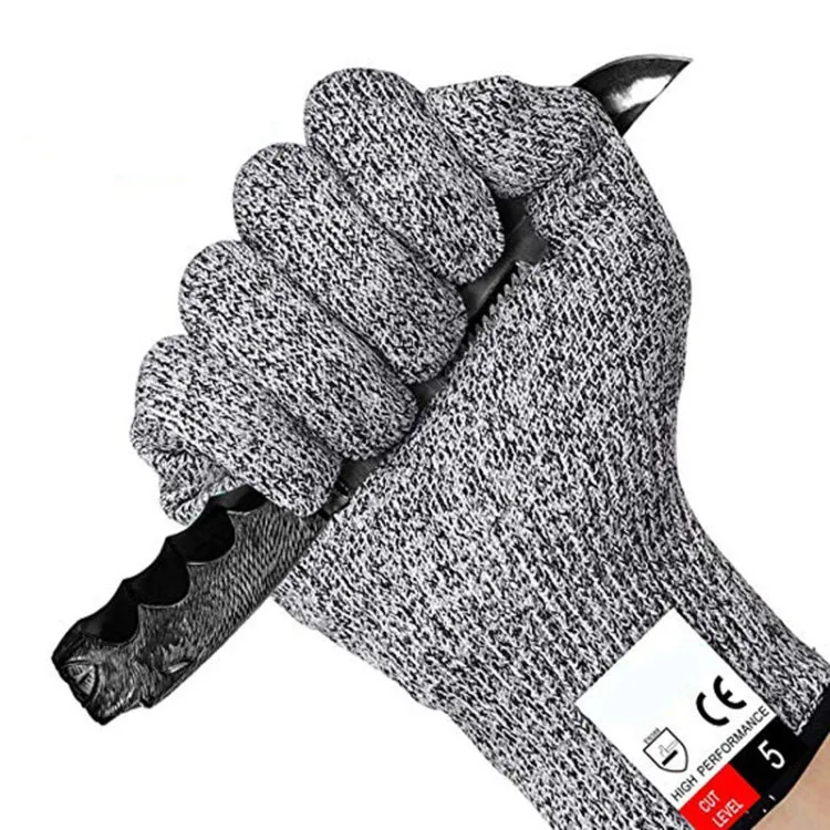 A Pair Cut-resistant Gardening Gloves HPPE Food-grade 5-Level Anti-cutting Anti-wear Safety Working Gloves, Size: XL, Length: 26cm(Black)