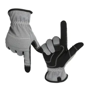 A9015 Gardening Work Touch Screen Stretch Breathable Labor Machinery Protection Gloves(L Gray)