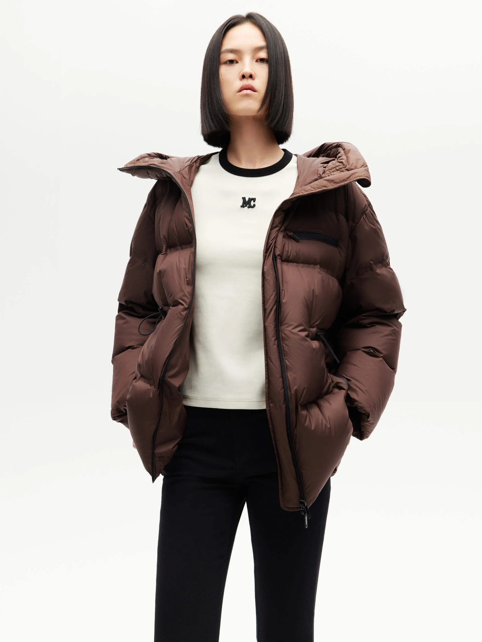 Adjustable Waist Puffer Coat