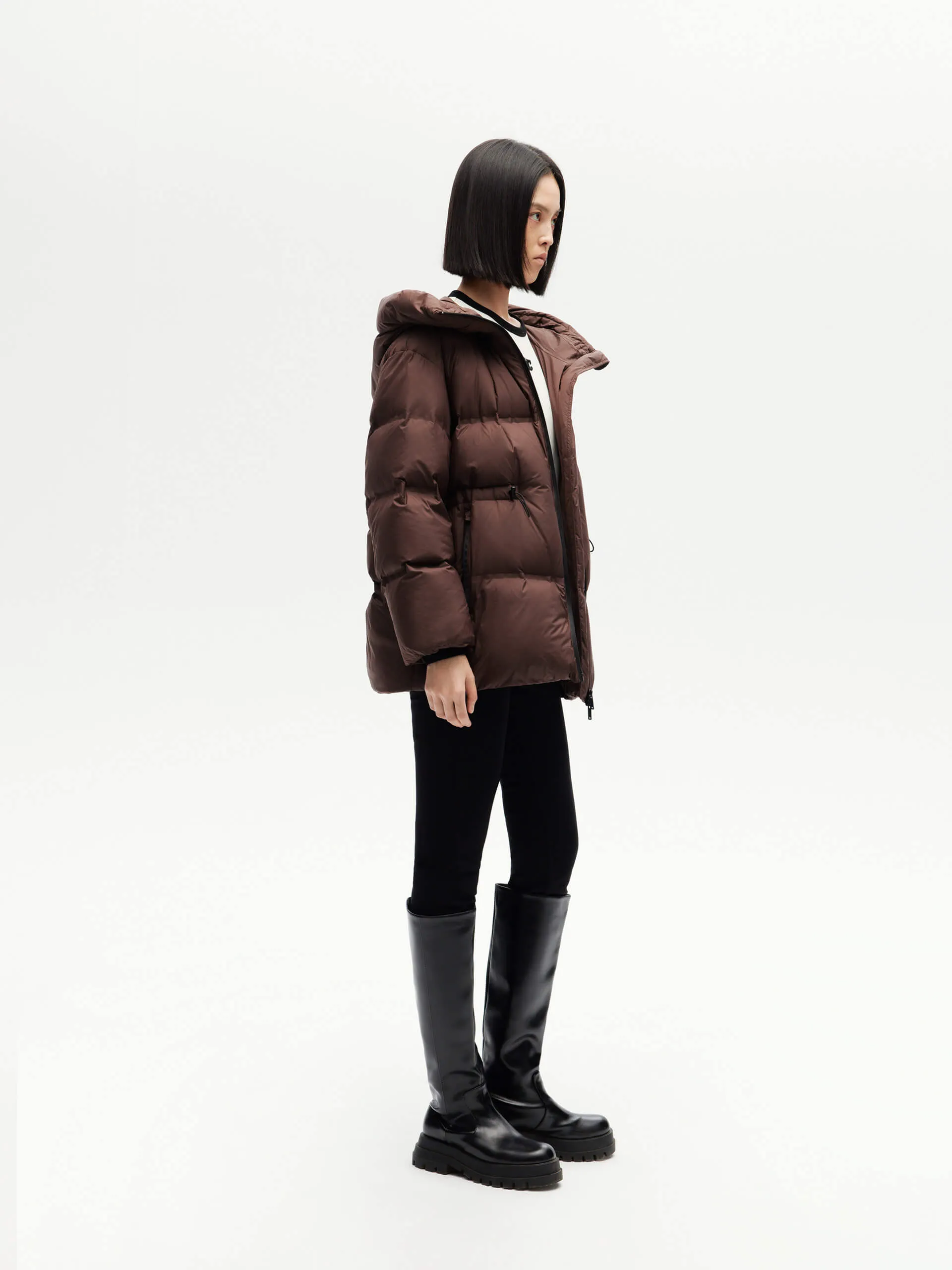 Adjustable Waist Puffer Coat