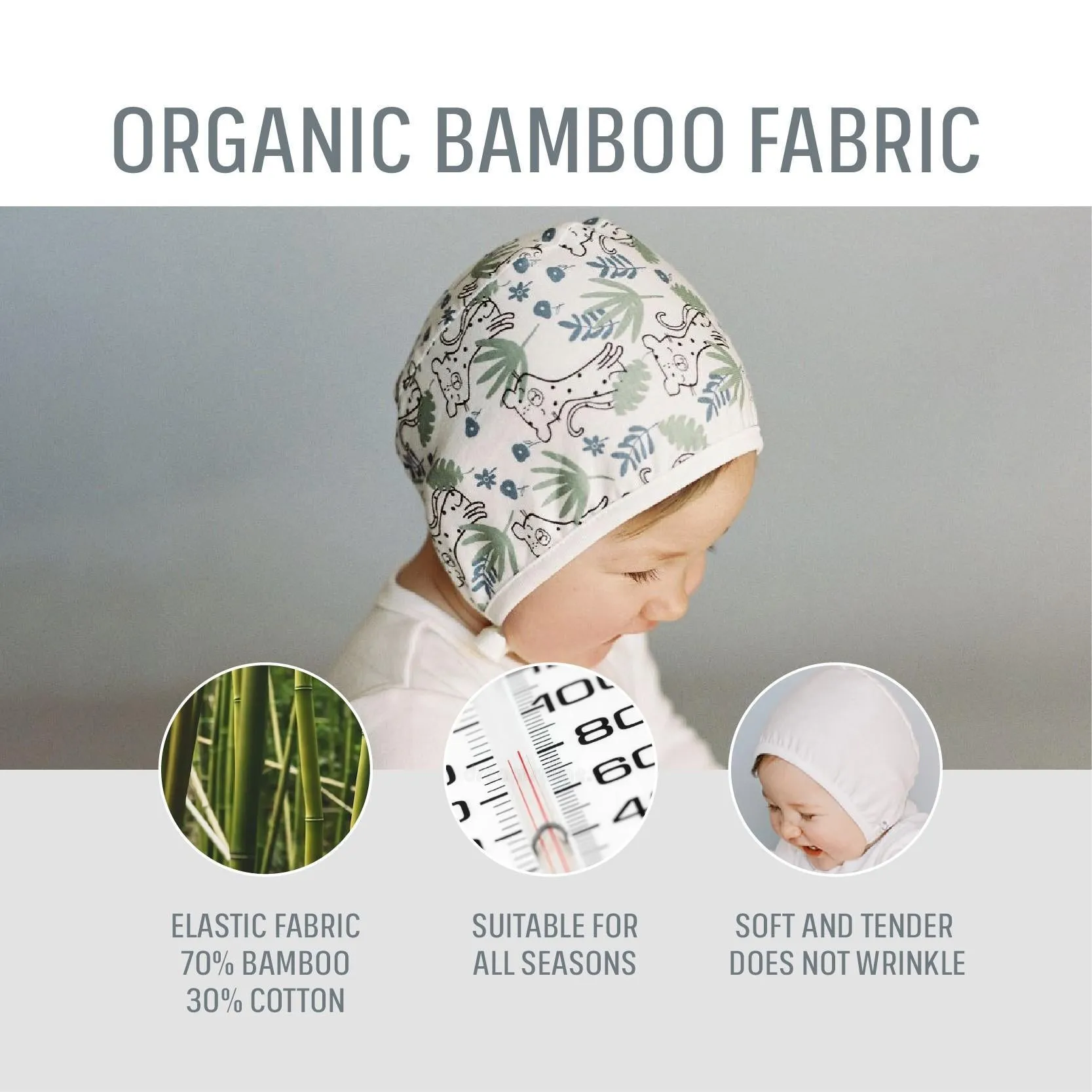 Bamboo and Cotton Double Sided Baby Beanie for Newborns Hospital Hat 0 Months