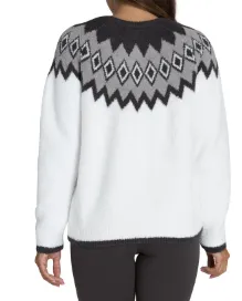 BAREFOOT DREAMS - Cozychic Women's Nordic Pullover in White Multi