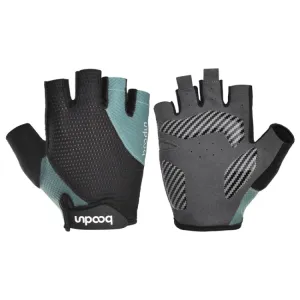 BOODUN 1408 4D Silicone Shock Absorbing Half Finger Breathable Bicycle Outdoor Riding Gloves, Size:L(Black and Blue)