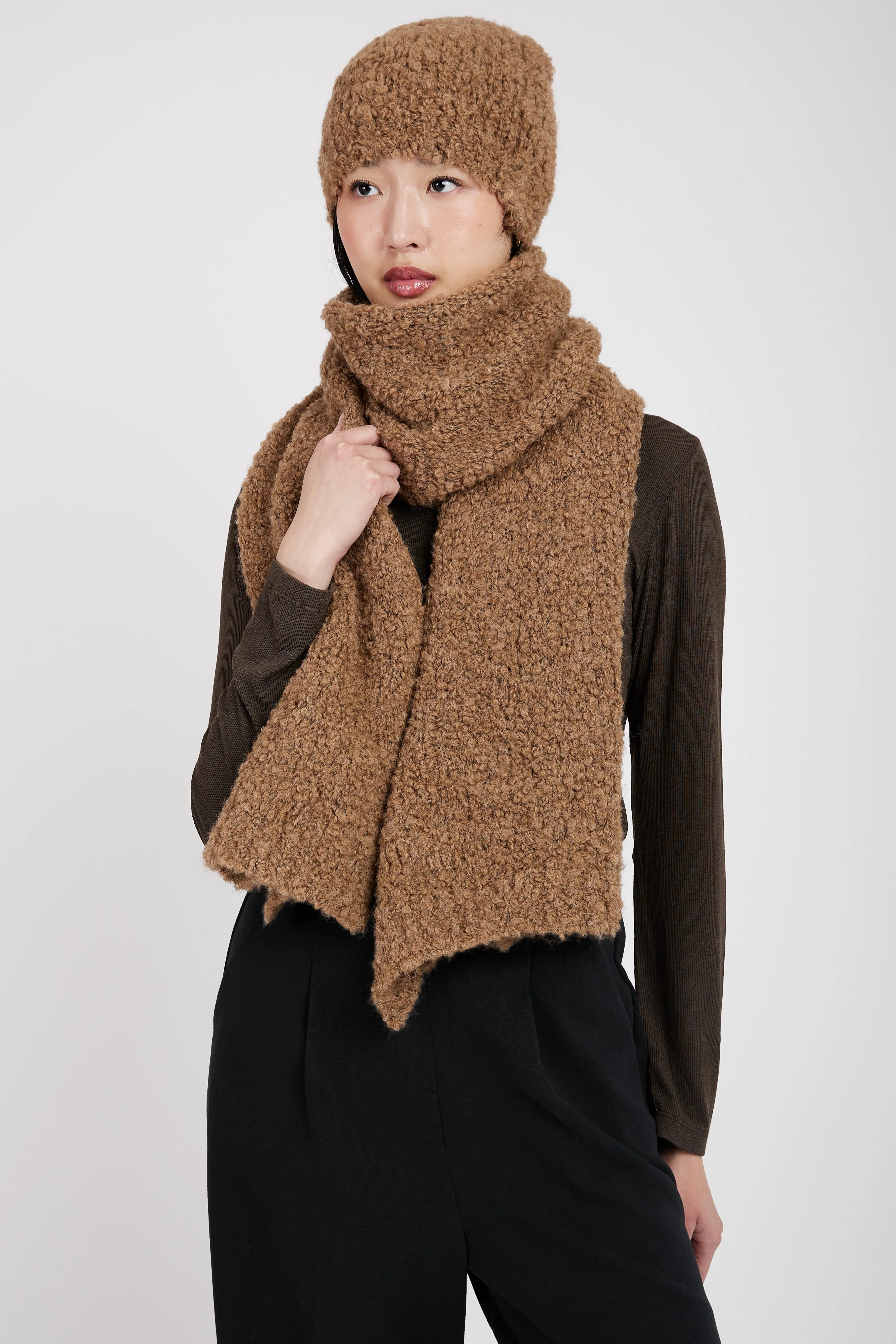 Bouclé Scarf in Camel