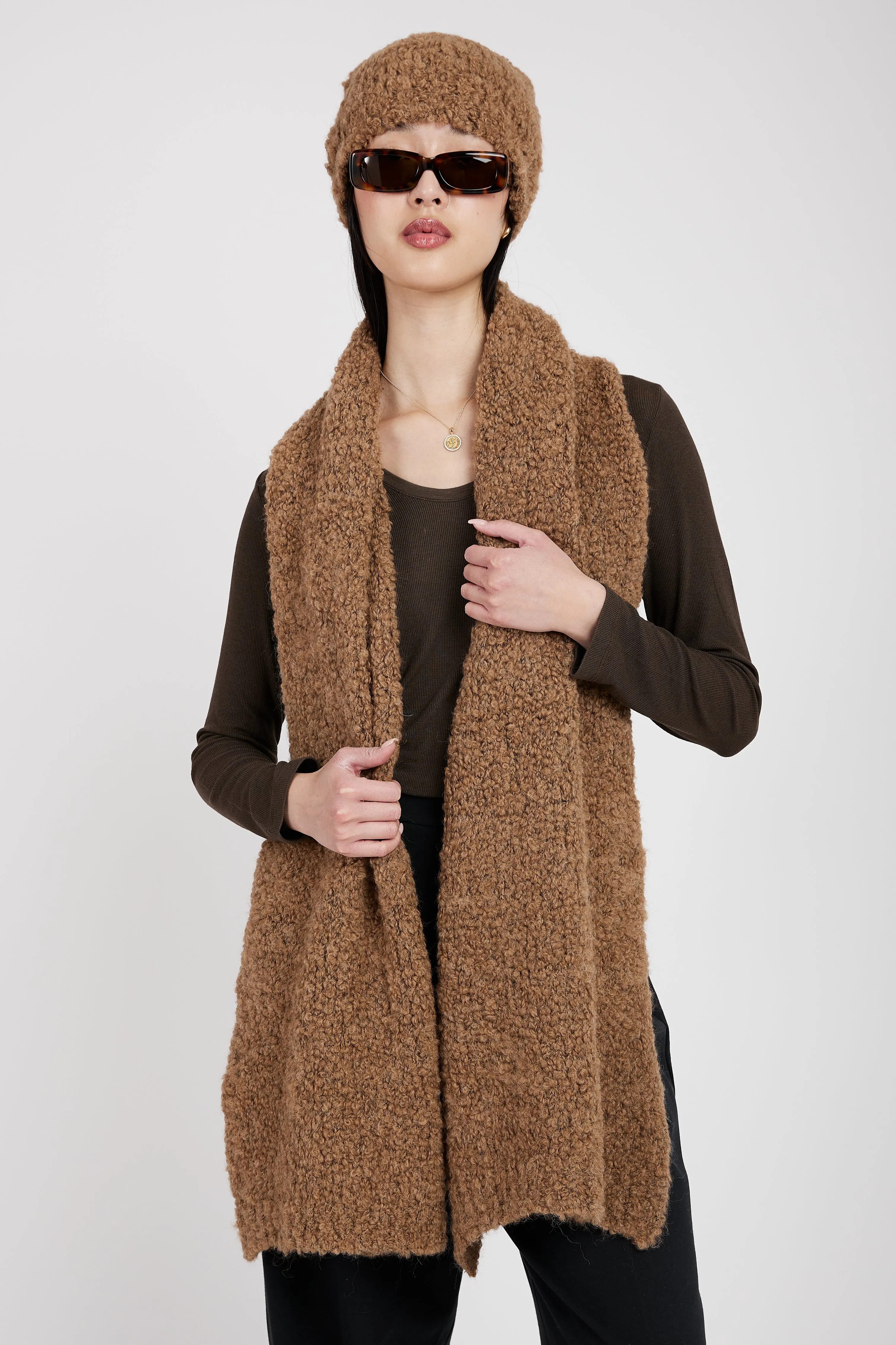 Bouclé Scarf in Camel