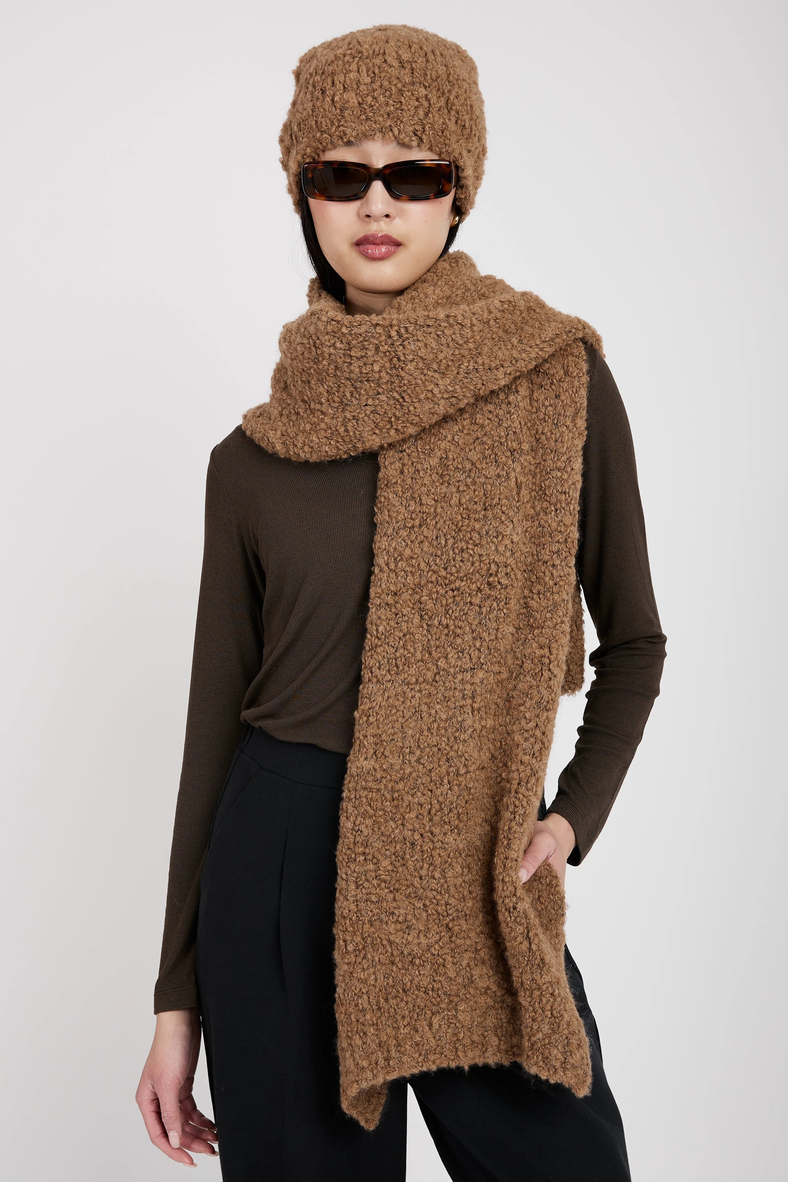 Bouclé Scarf in Camel