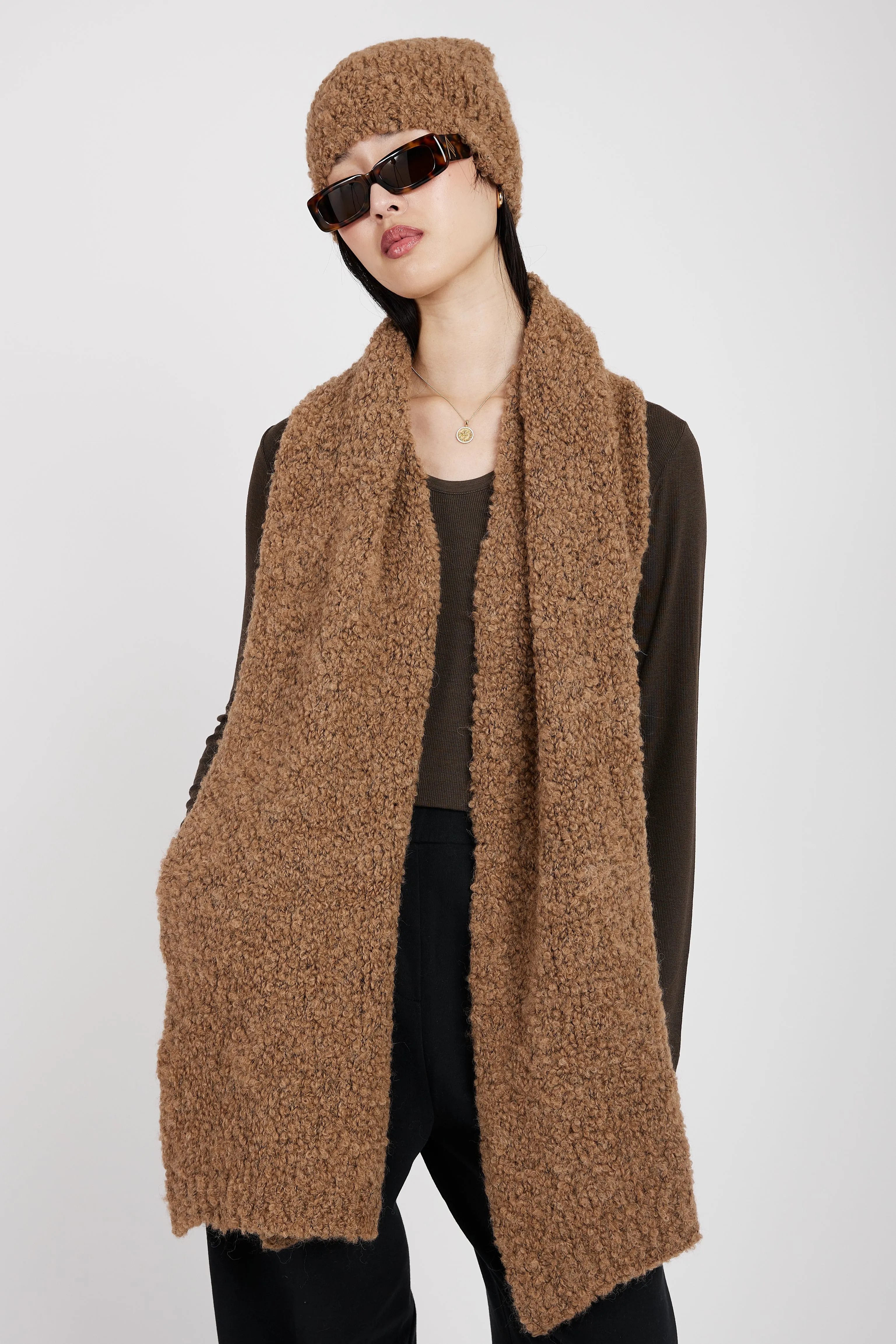 Bouclé Scarf in Camel