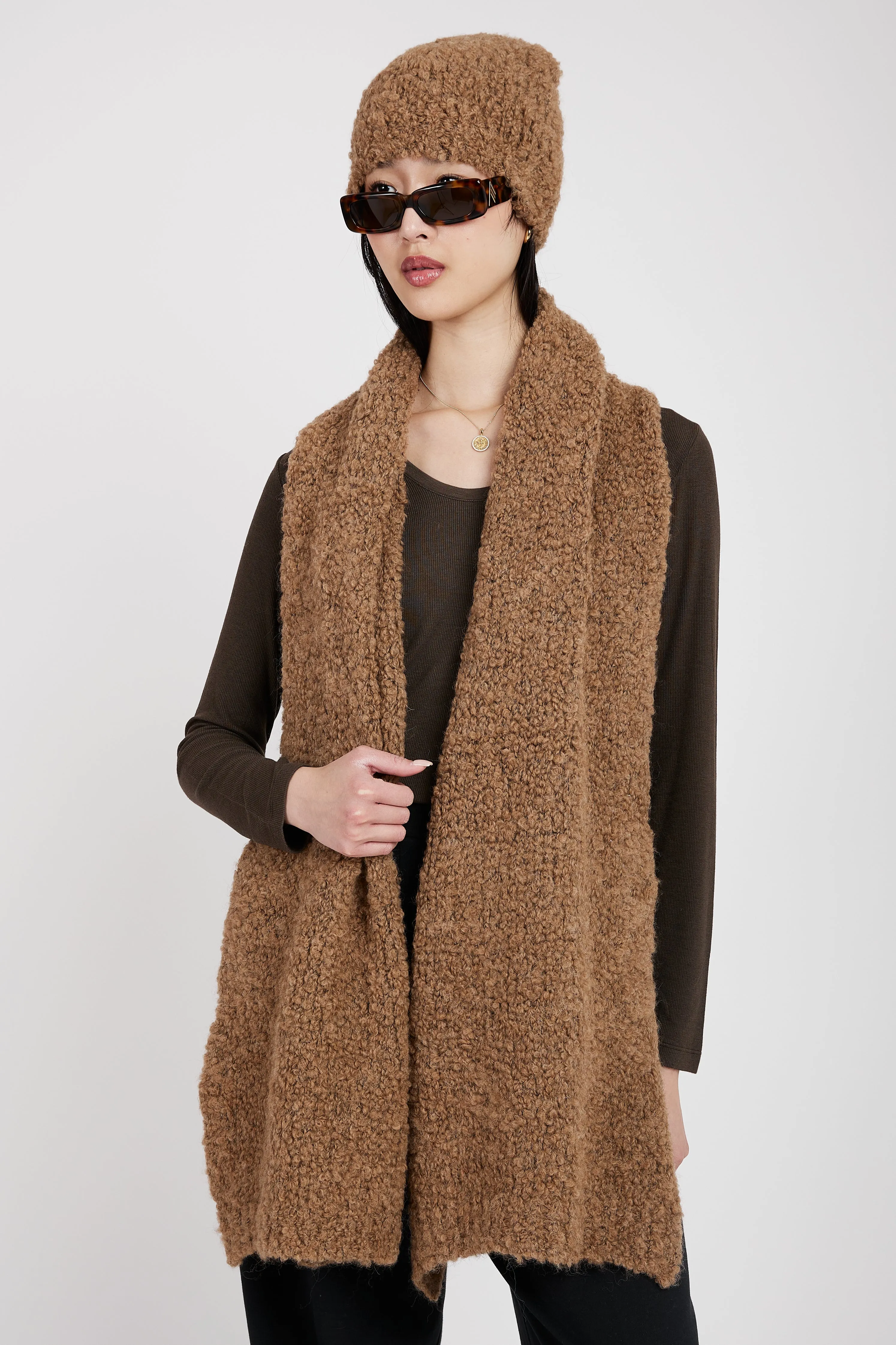 Bouclé Scarf in Camel