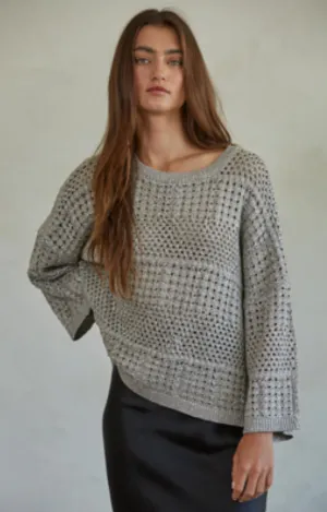 By Together Maye Silver Crochet Sweater