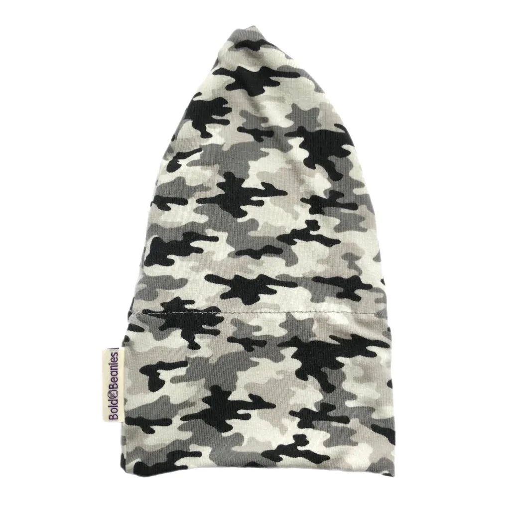 Camouflage Mens Chemo Beanie Hat Grey