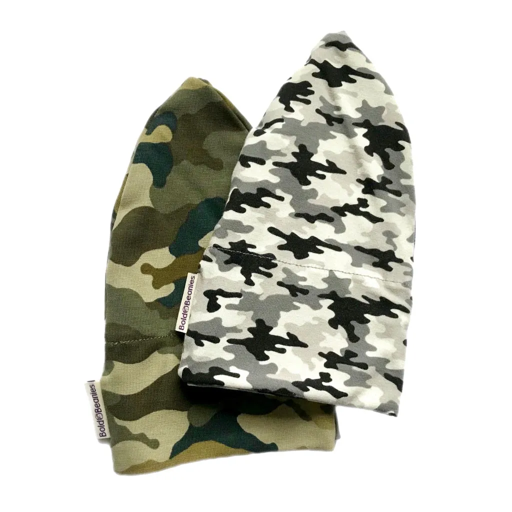 Camouflage Mens Chemo Beanie Hat Grey