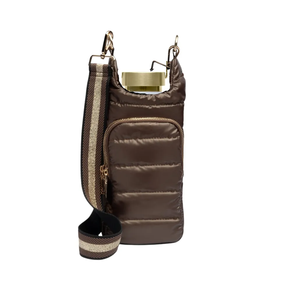 Chocolate Brown Shiny HydroBag® with Brown and Gold Strap