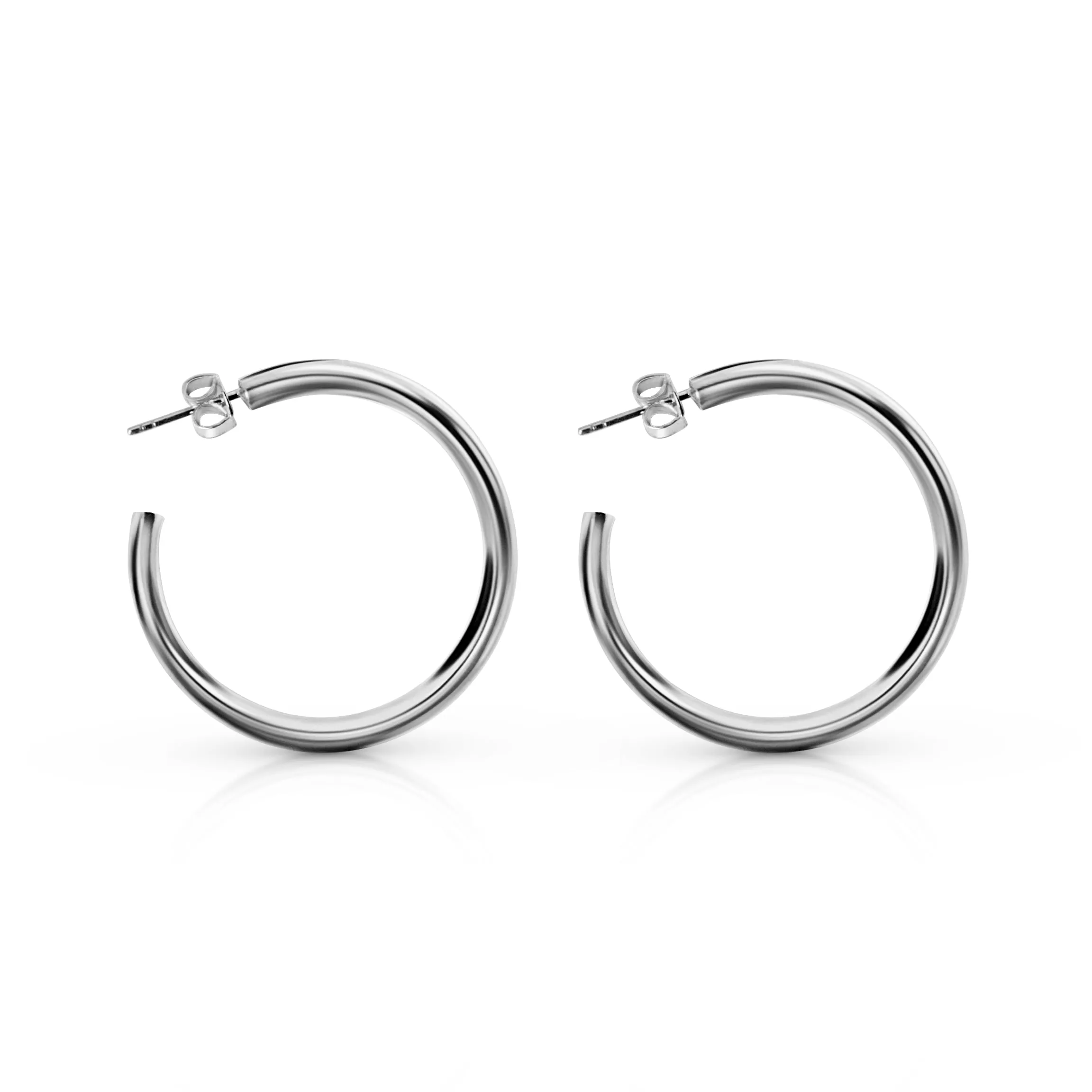 Classic Silver Hoop Earrings, Large