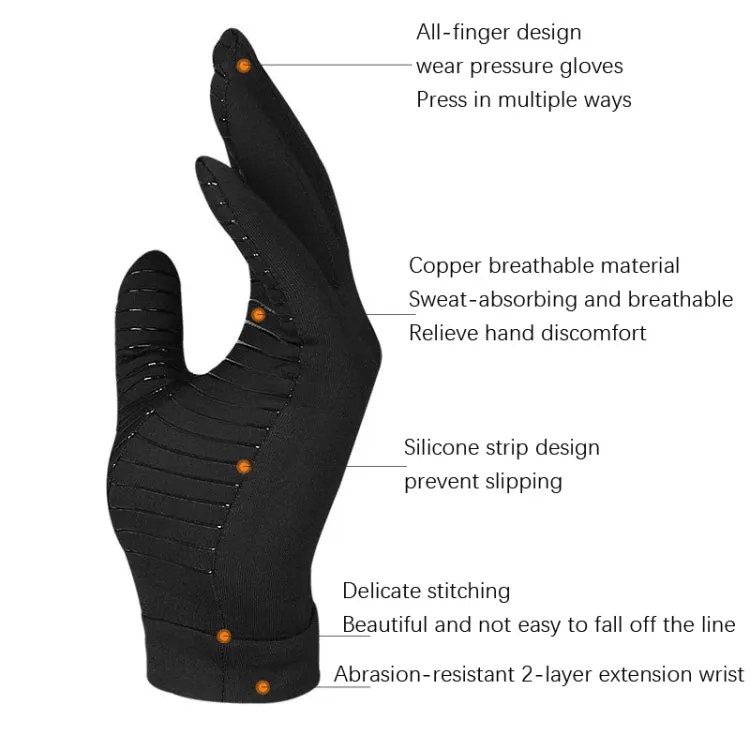 Copper Fiber Pressure Sports Fitness Anti-Slip Gloves, Size: L