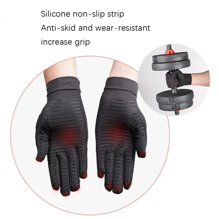 Copper Fiber Pressure Sports Fitness Anti-Slip Gloves, Size: S