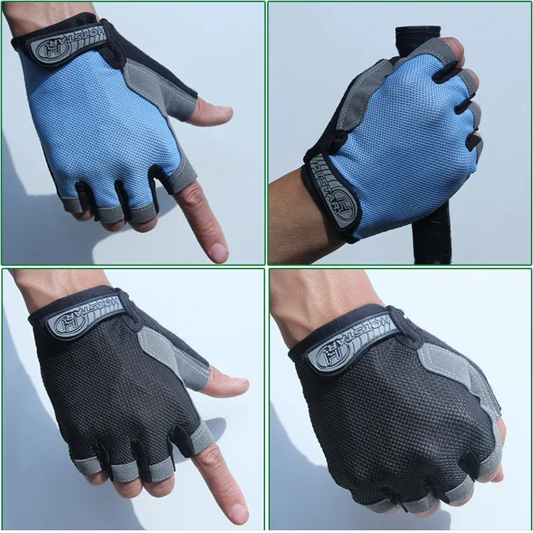 Cycling Shock Absorbing Anti-Slip Gloves Fitness Weight Lifting Training Half-finger Gloves, Size:M(Black Green)