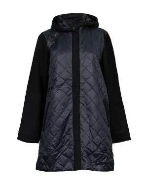 Eileen Fisher Nylon Hooded Mix Media Coat