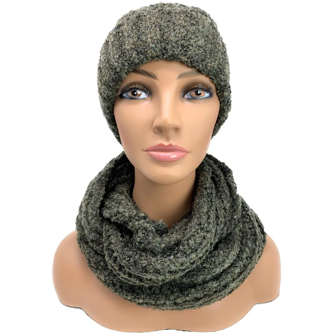 Empire Cove 2 Piece Knit Cuff Beanie Scarf Gift Set Pom Pom Winter