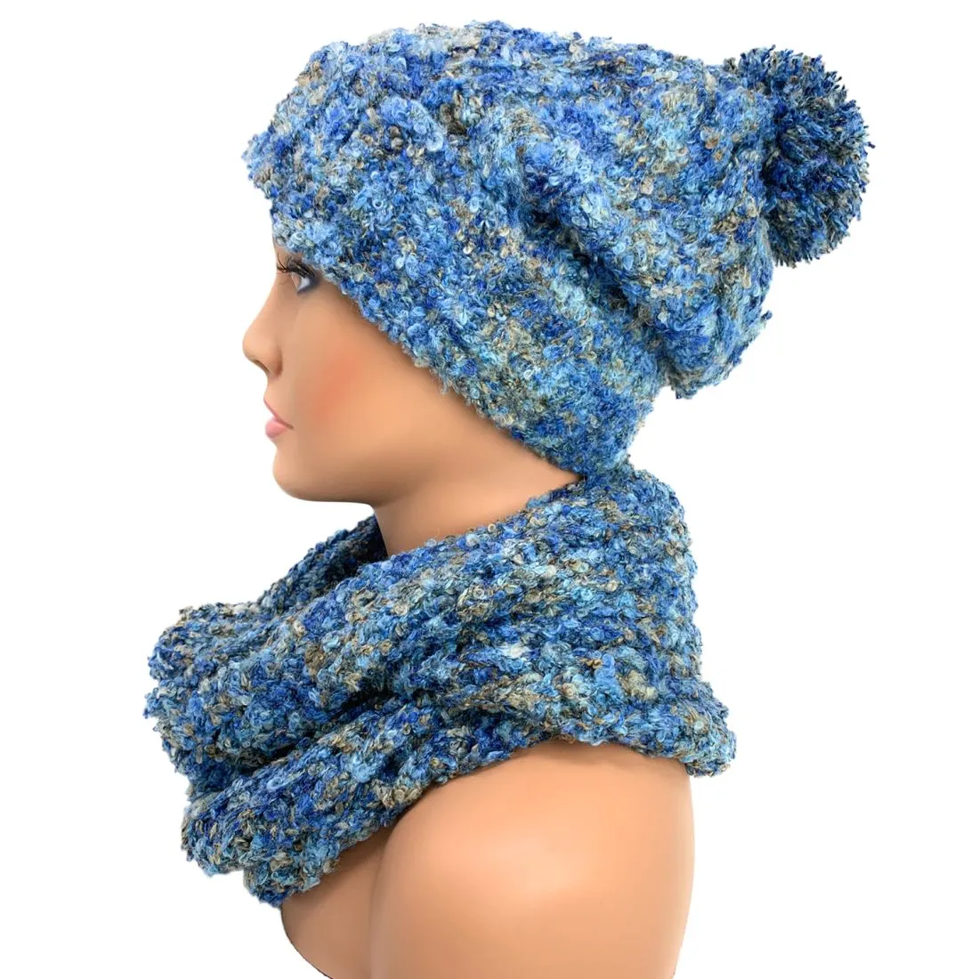 Empire Cove 2 Piece Knit Cuff Beanie Scarf Gift Set Pom Pom Winter