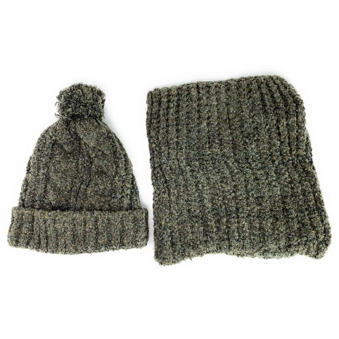 Empire Cove 2 Piece Knit Cuff Beanie Scarf Gift Set Pom Pom Winter