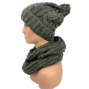 Empire Cove 2 Piece Knit Cuff Beanie Scarf Gift Set Pom Pom Winter