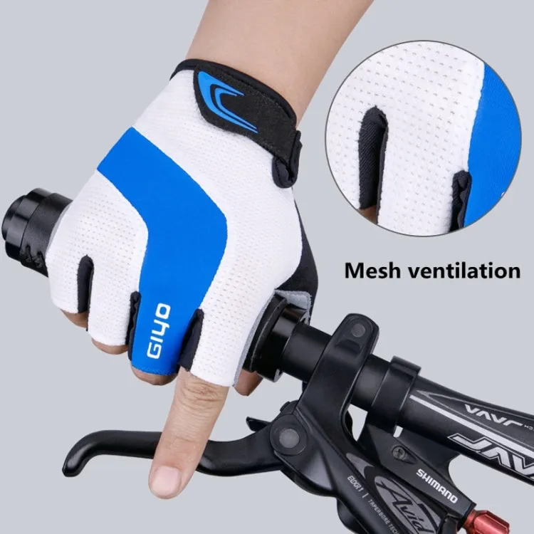 GIYO S-14 Bicycle Half Finger Gloves GEL Shock Absorbing Palm Pad Gloves, Size: S(Blue)