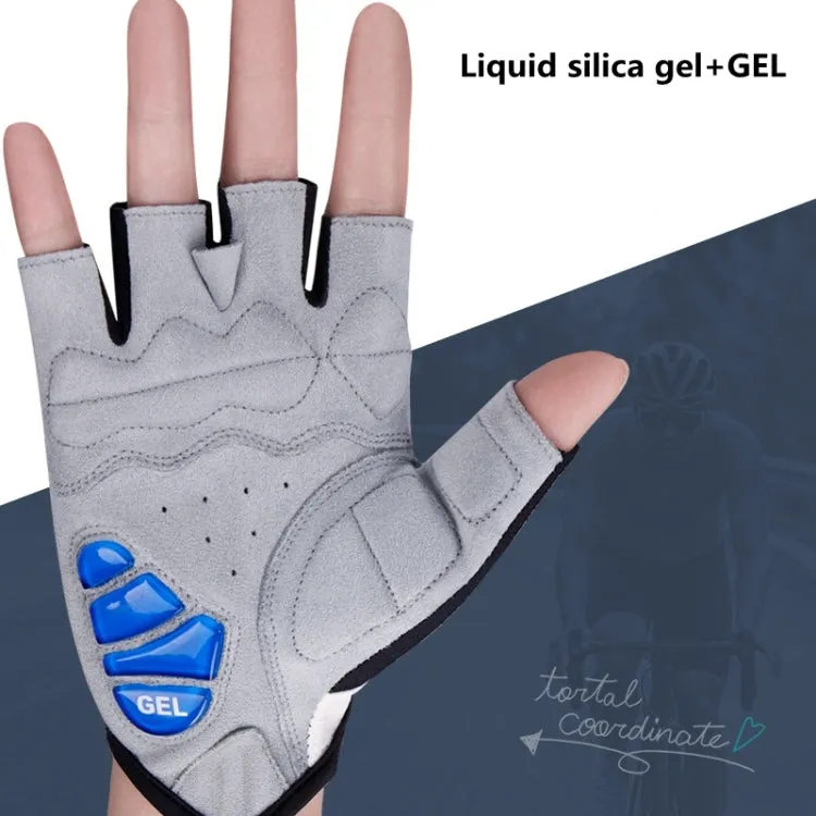 GIYO S-14 Bicycle Half Finger Gloves GEL Shock Absorbing Palm Pad Gloves, Size: S(Blue)