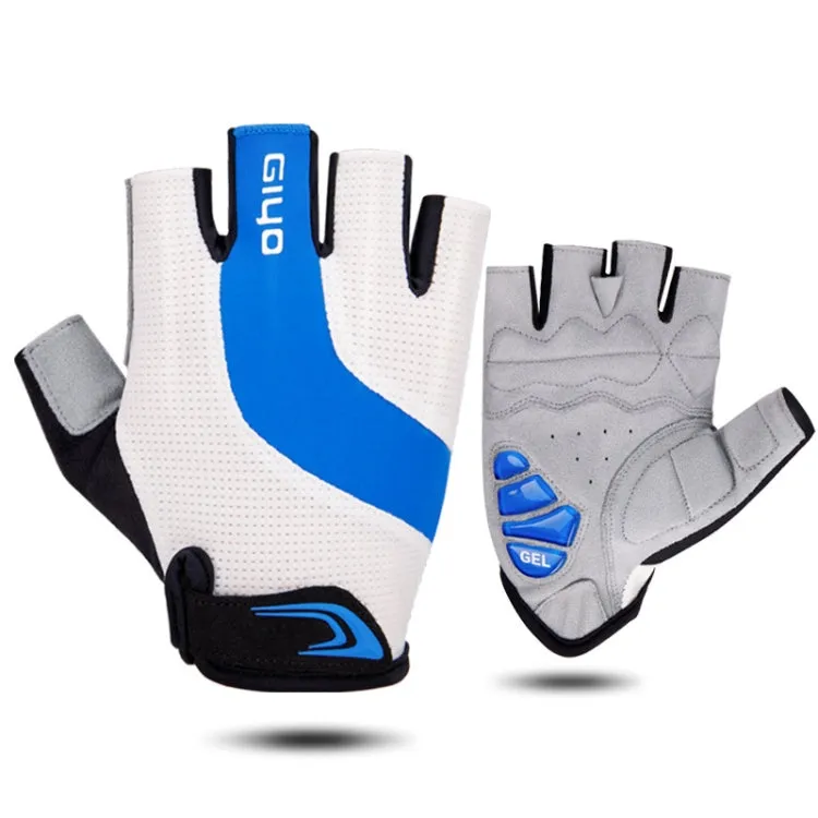 GIYO S-14 Bicycle Half Finger Gloves GEL Shock Absorbing Palm Pad Gloves, Size: S(Blue)