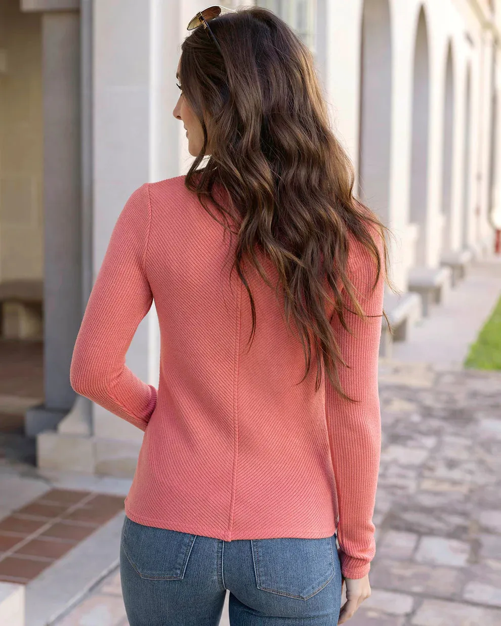 Grace & Lace Chic Spring Ribbed Sweater - Lantana Bloom