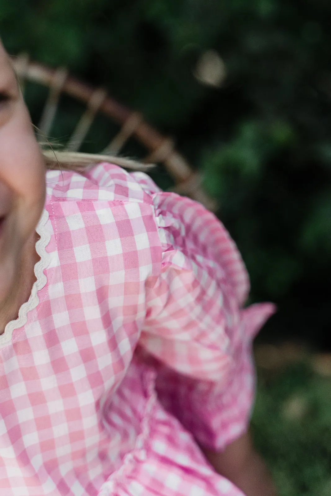 Grace and May Mini Tiered Dress Pink Gingham