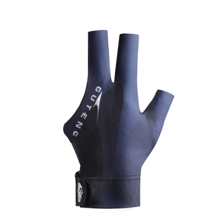 GUTENG Three Finger Thin Breathable Wear-Resistant Non-Slip Snooker Billiard Gloves, Style: Left Hand Half Finger (Printed Blue)