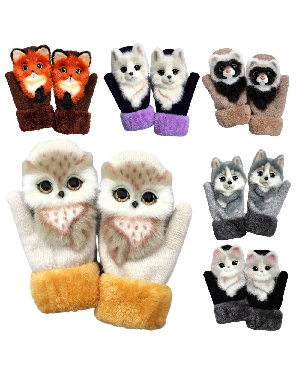 Hand-knitted Animal Mittens