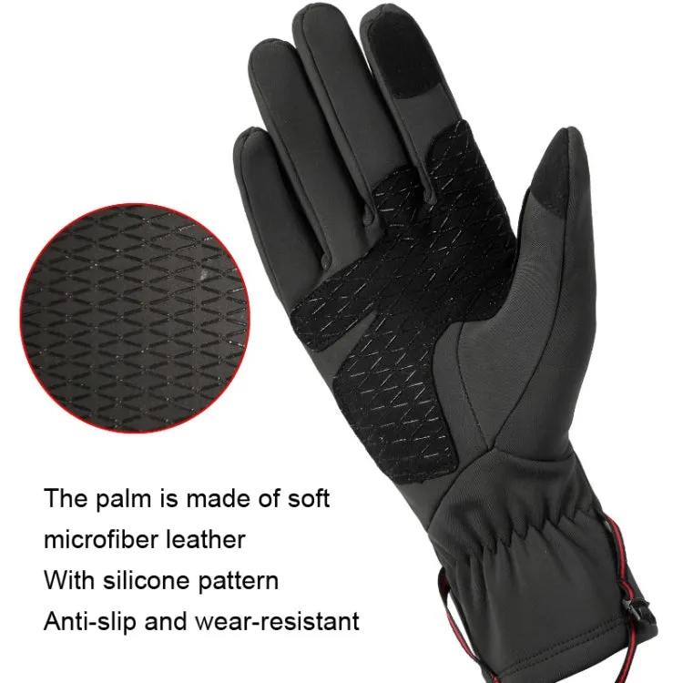 HUNTRANGE A037 Plus Velvet Sports Windproof Waterproof Touch Screen Riding Gloves, Size: L(Gray)