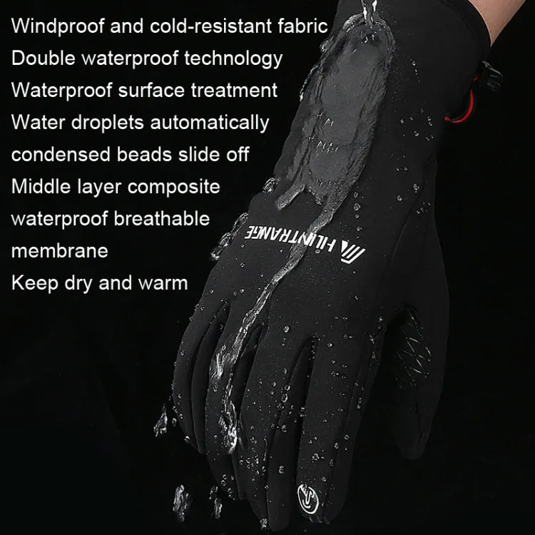 HUNTRANGE A037 Plus Velvet Sports Windproof Waterproof Touch Screen Riding Gloves, Size: L(Gray)