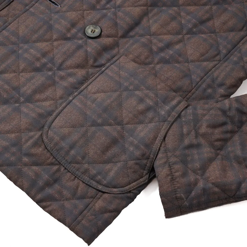 Isaia Printed Quilted Puffer Pea Coat