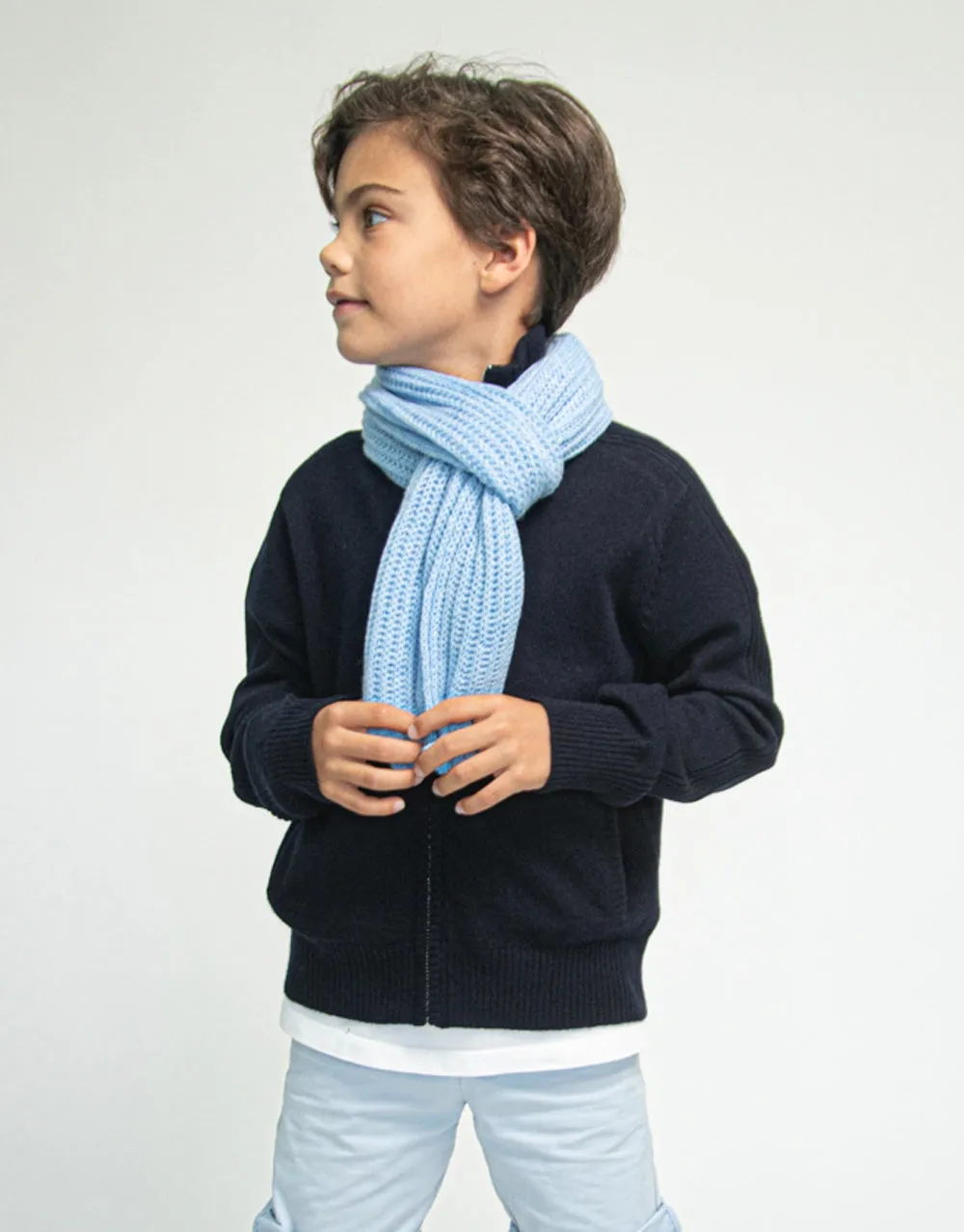 Kids Rib Knit Scarf in Beach Blue