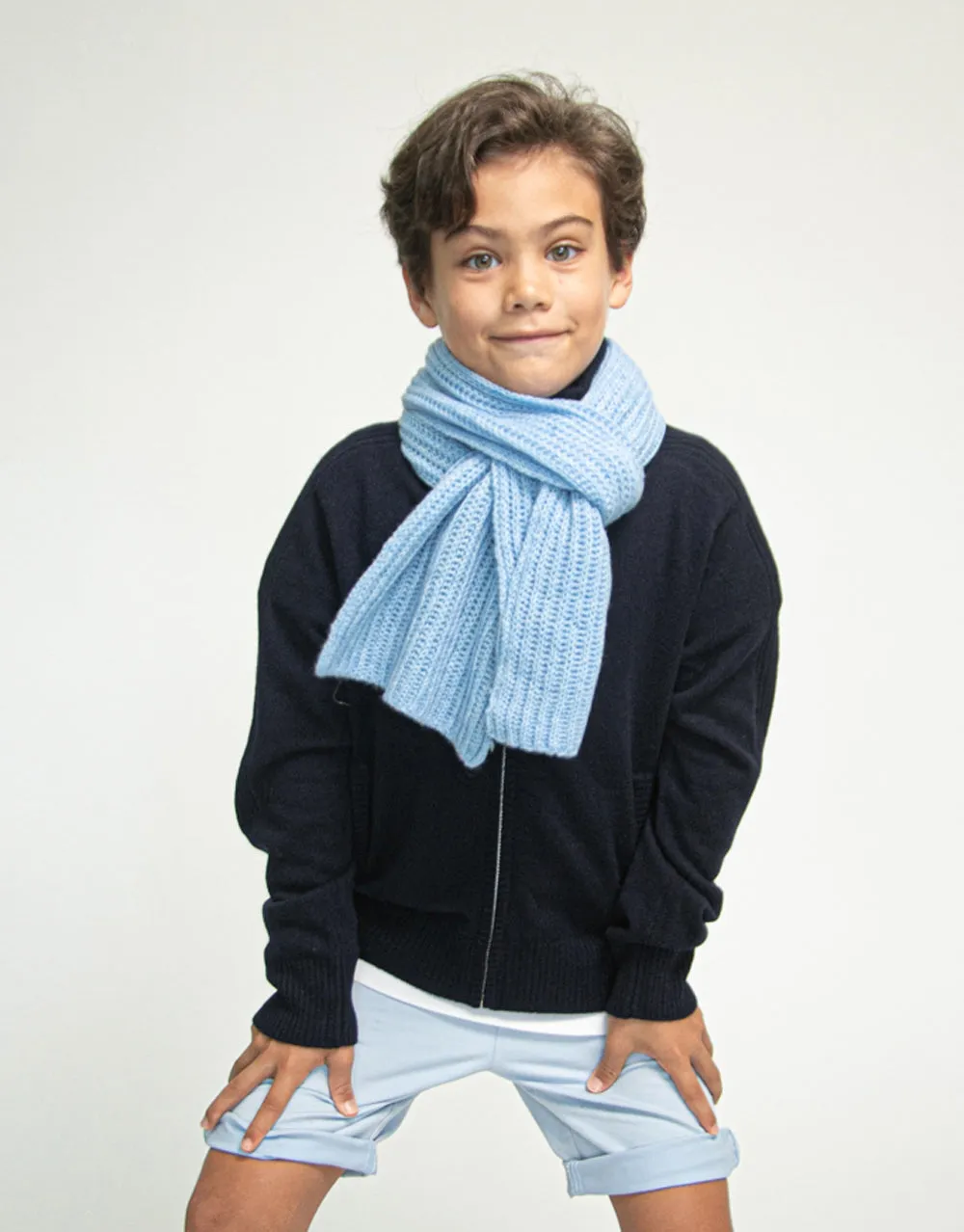 Kids Rib Knit Scarf in Beach Blue