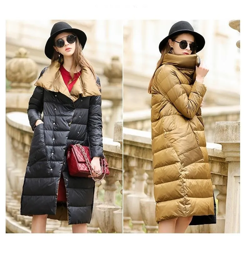 Ladies Down Jacket | Long Puffer Coat | Double Sided Parka