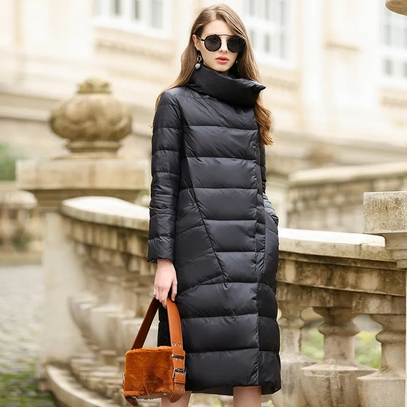 Ladies Down Jacket | Long Puffer Coat | Double Sided Parka